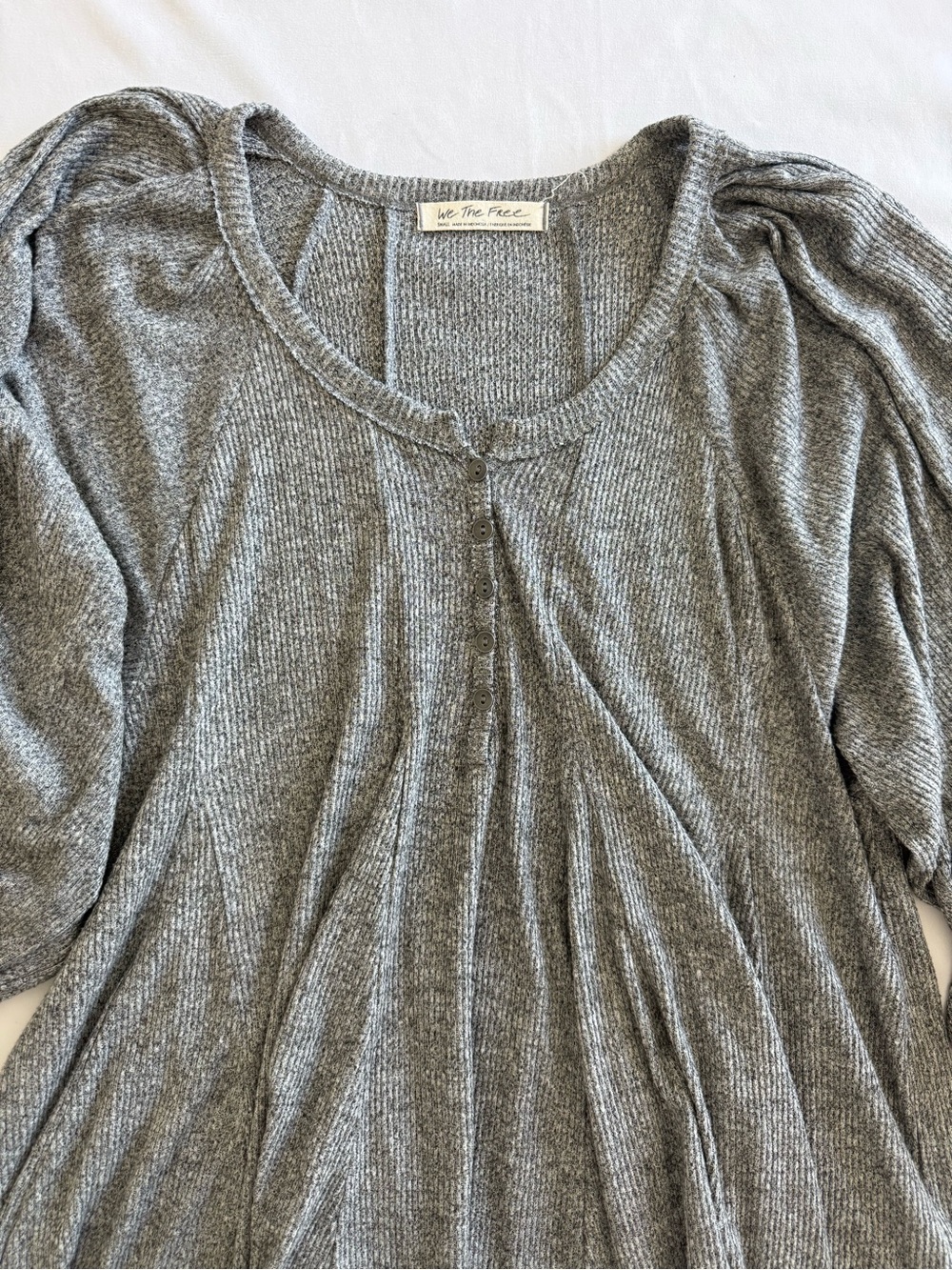 We The Free Heather Gray Ribbed Button-Front Knit Dress - Picture 4 of 10